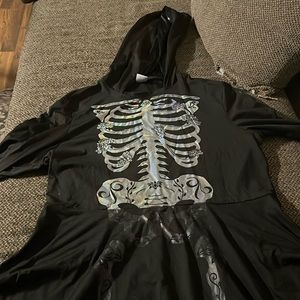 Long sleeve hooded skeleton dress
